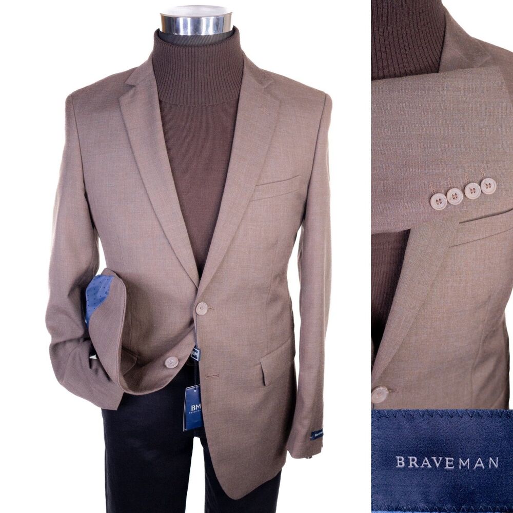 Braveman Blazer Suit Jacket Sz 38R Two Button Polyester 2-Button NTW